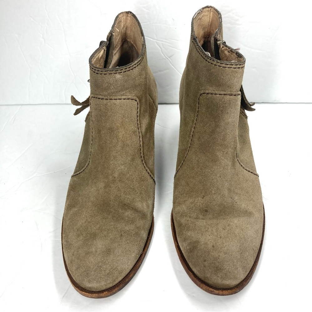 Madewell Suede Leather Booties Zip Side Closure Size 9 heeled 2.3" Tan